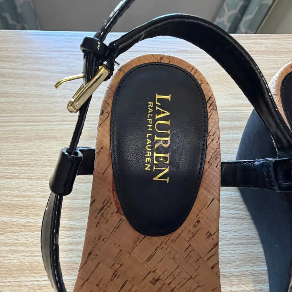 Lauren Ralph Lauren Reeta Thong Wedge Sandals Size 9